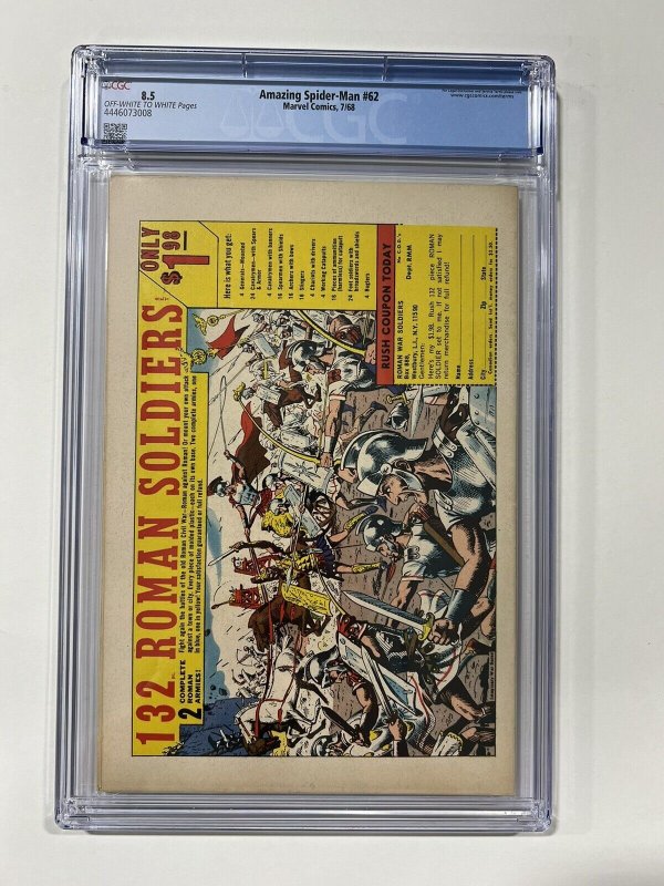 Amazing Spider-Man 62 1968 Cgc 8.5 OW/W pages Marvel Comics