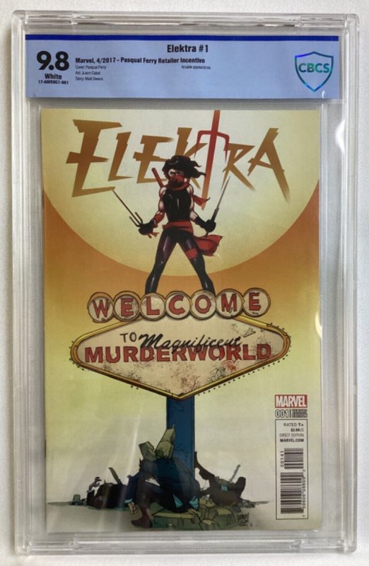 Elektra #1 - CBCS 9.8 - Marvel - 2017 - Pasqual Ferry 1:25 variant cover art!