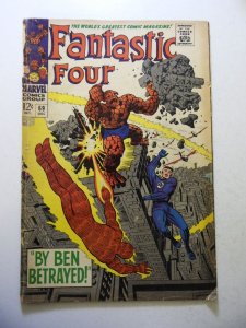 Fantastic Four #69 (1967) GD+ Condition 1 3/4 cumulative spine split