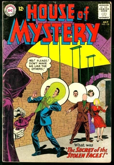 HOUSE OF MYSTERY #136-SECRET OF THE STOLEN FACES-DC VG-
