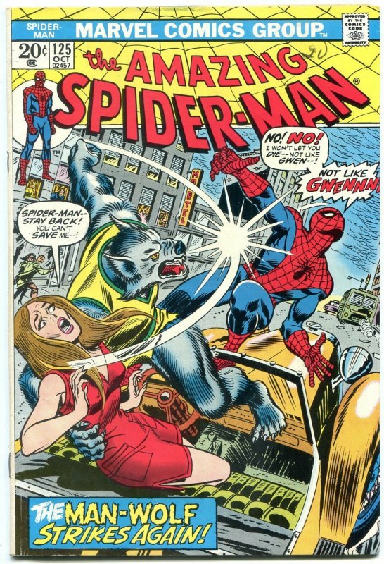 Amazing Spider-man #125 1973- Man-Wolf origin issue FN