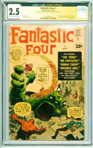 Fantastic Four #1 (1961) CGC 2.5! Signed by Jack Kirby on page 1 Authenticated!!