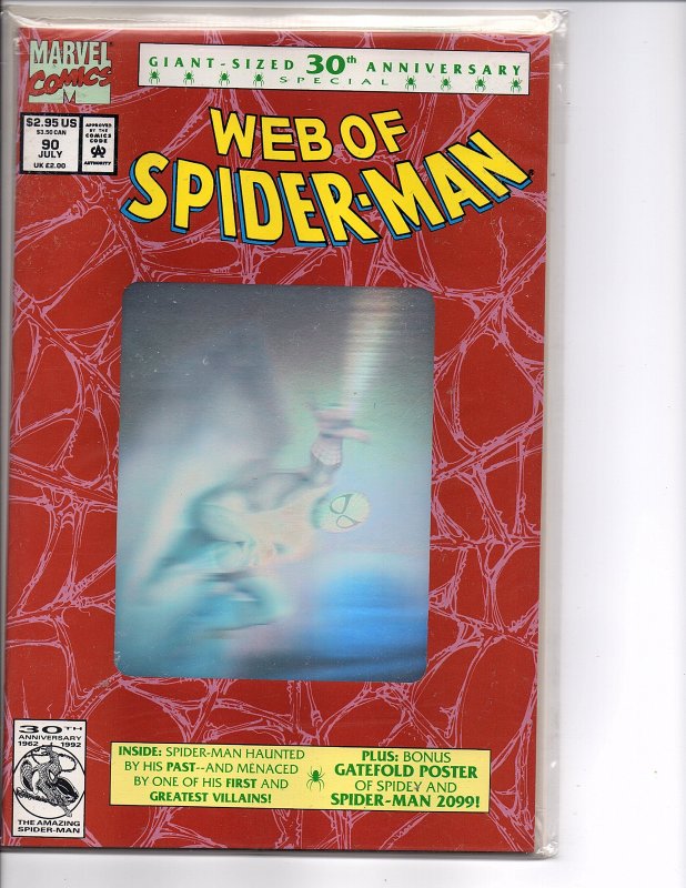 Marvel Comics (1985) Web of Spider-man #90 1st Print Silver Hologram Cover