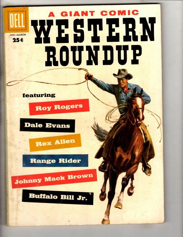 Western Roundup #21 FN 1958 Dell Silver Age Comic Book Roy Rogers Rex Allen JL14