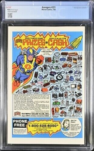 Avengers #221 1982 Marvel Comics CGC 9.8 White Pages 009