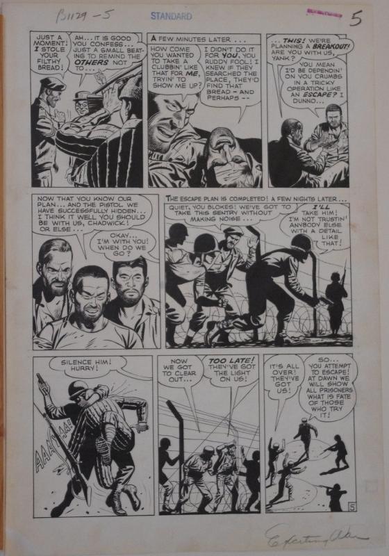 JOHN CELARDO original art, EXCITING WAR #5, pgs 1 2 3 4 5 6 7, 14x20, 1952,7 pgs