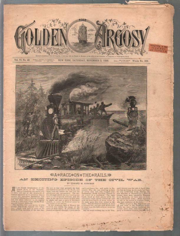 Golden Argosy #309 11/3/1888-Munsey-Argosy precursor-Edward Kirkman-Civil War-G