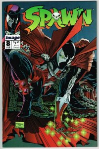 Spawn #8 (1992) - 9.4 NM *In Heaven/Spiderman Homage Cover*