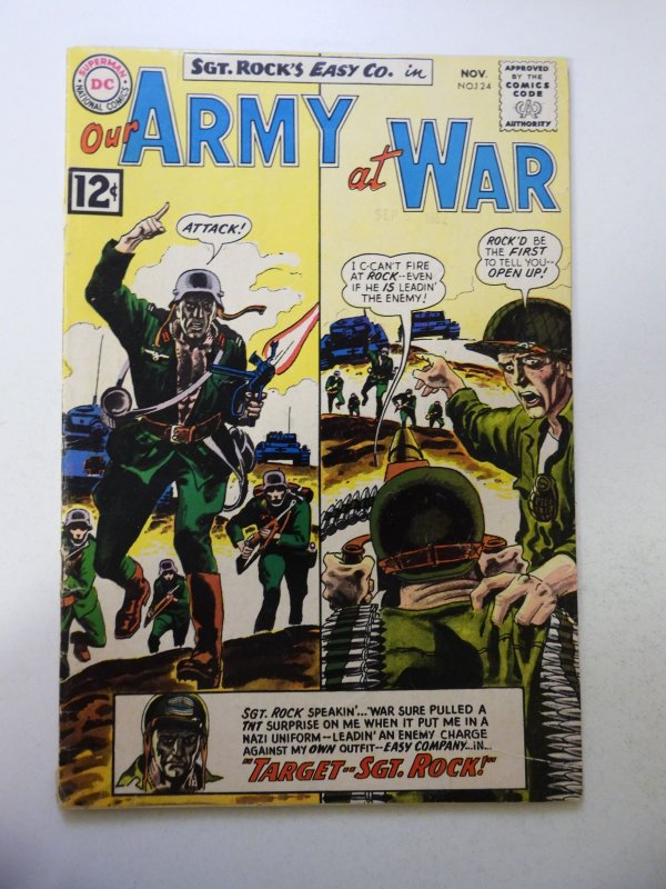 Our Army at War #124 (1962) VG Cond 1/2 spine split cover detached at 1 staple