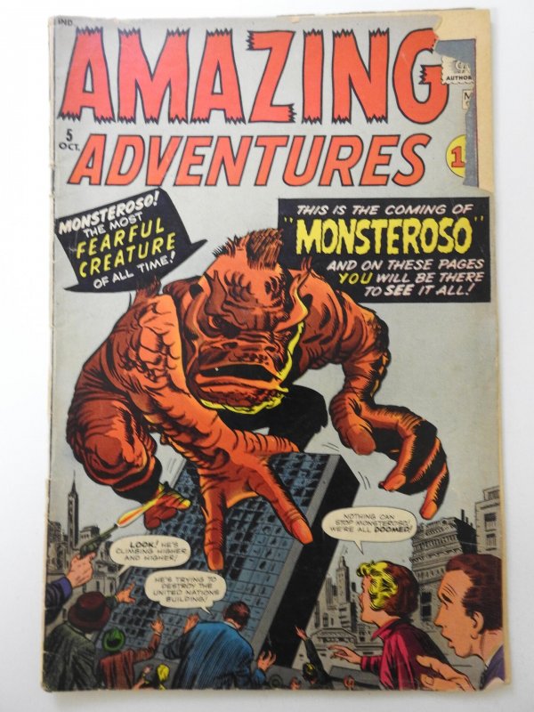 Amazing Adventures #5  (1961) HTF Comic! 1st Monsteroso! Solid Good Condition!