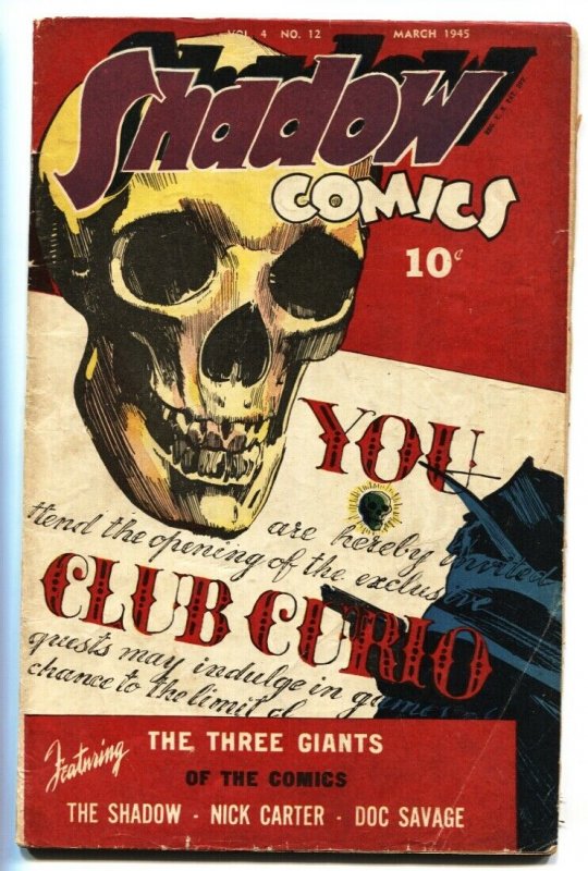 Shadow Comics v.4 #12 SKULL COVER! 1945-Castle of Death-Robot story