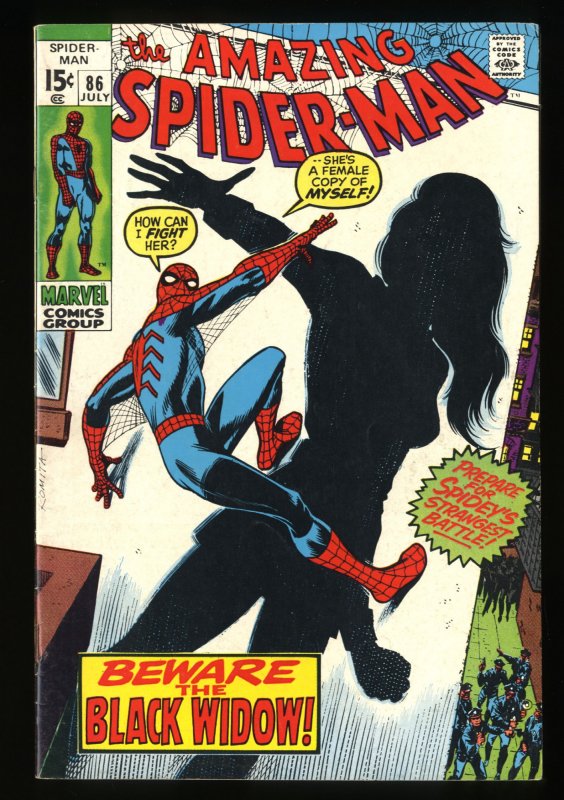 Amazing Spider-Man #86 VF- 7.5 Origin of Black Widow! Marvel Comics Spiderman