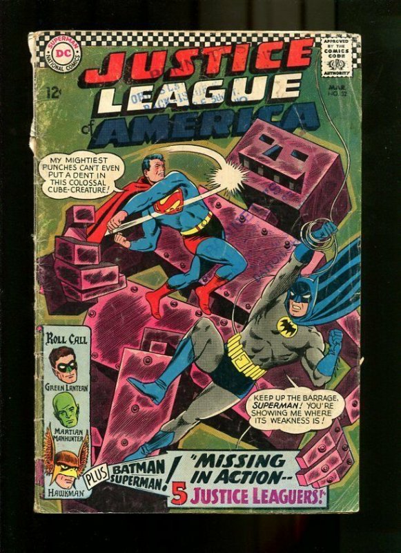 JUSTICE LEAGUE 32-1967-SUPERMAN AND BATMAN COVER G