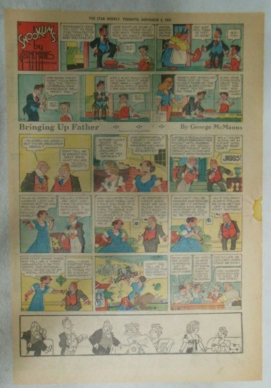 (7) Bringing Up Father Sundays by George McManus from 1951 Size: Tabloids