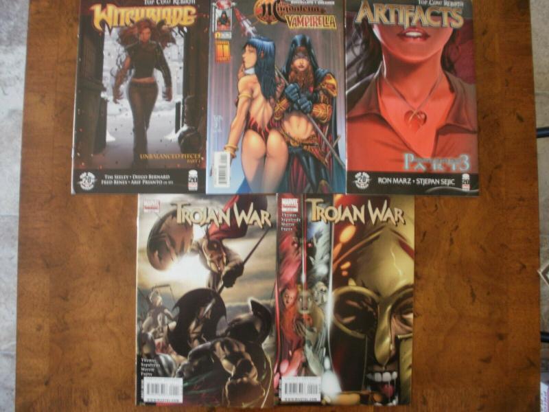 5 Comic: WITCHBLADE #151 MAGDALENA VAMPIRELLA #1 ARTIFACTS #21 TROJAN WAR #1 2