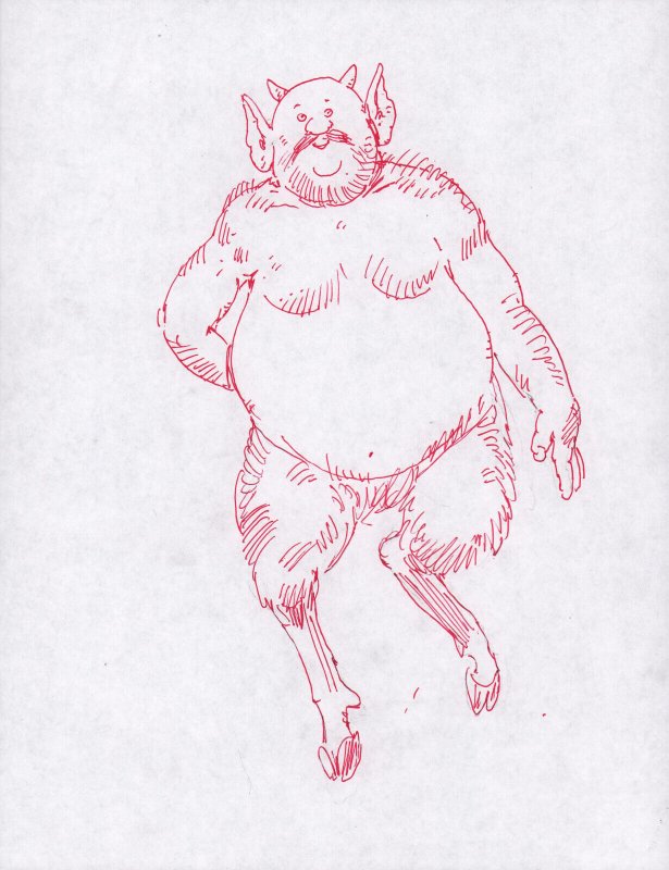 Jolly Mustachioed Satyr Ink Drawing By Frank Thorne