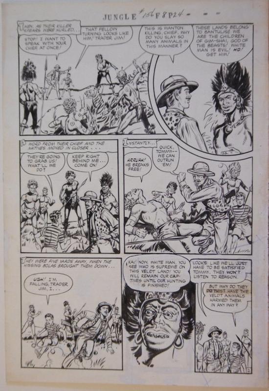 JOHN MITCHELL original art, JUNGLE COMICS #156 pg 24, 1952, 14x20, Tales, Africa