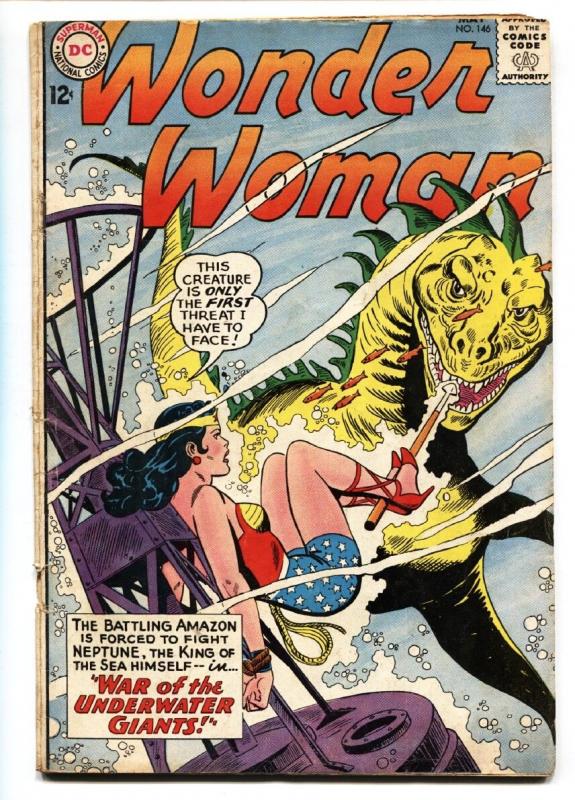 WONDER WOMAN #146 comic book 1964-DC-Silver-Age DINOSAUR vg