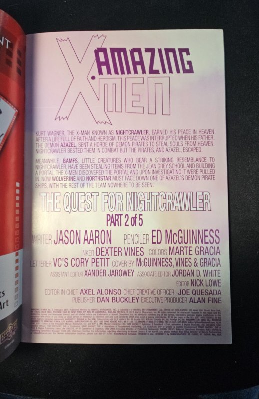 Amazing X-Men #2 NM, The Quest for Nightcrawler, Marvel, 2014