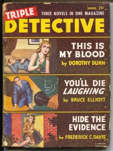 Triple Detective-Summer 1952-Thrilling--Bruce Eliott-crime pulp fiction-VG