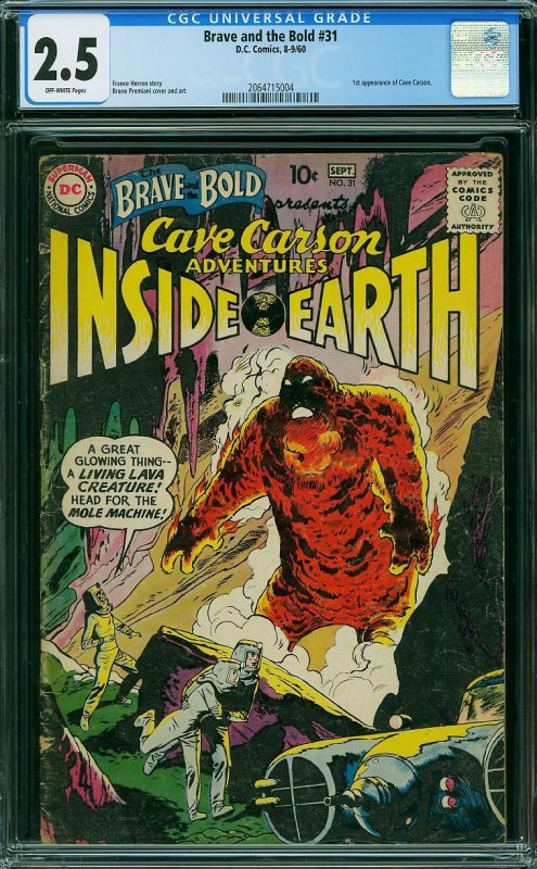 The Brave And The Bold 31 1960 Cgc 25 Gd Comic Books Silver Age Dc Comics Cave Carson 