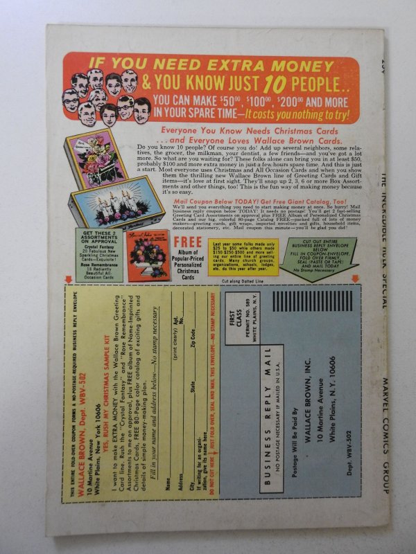 The Incredible Hulk Annual #2 (1969) VG Cond 1/2 in spine split, moisture stain