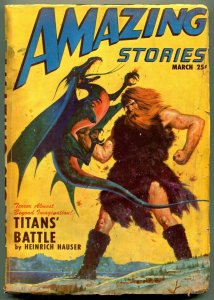 Amazing Stories Pulp March 1947- Heinrich Hauser- Dragon cover G