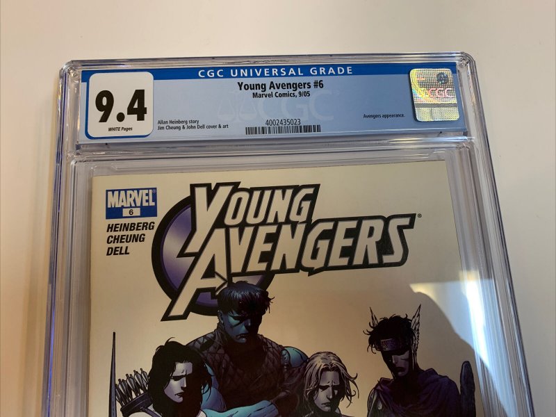 Young Avengers (2005) # 6 (CGC 9.4 WP) | 1st App First Stature Cassie Lang