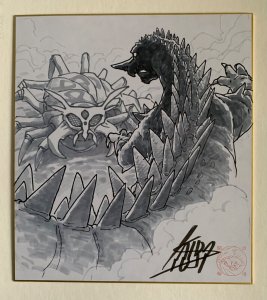 ORIGINAL YUJI KAIDA KAIJU BLACK/WHITE SIGNED COMIC ART SKETCH