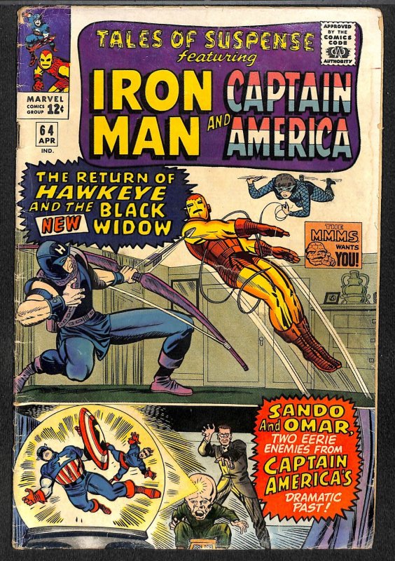 Tales Of Suspense #64 GD/VG 3.0 Hawkeye Black Widow! Iron Man