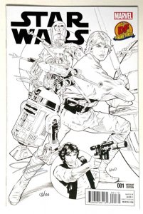 STAR WARS #1 GREG LAND SKETCH COVER SIGNED IN SILVER BY JOHN CASSADAY W/COA NM.