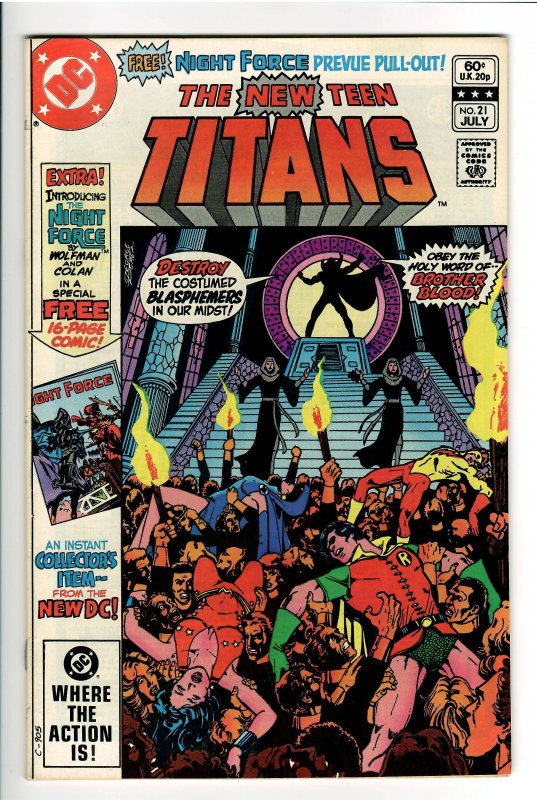 NEW TEEN TITANS 21 NM 9.6(Go Collect) 1st APP.BROTHER BLOOD,MOTHER MAYHEM!!