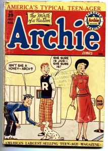 ARCHIE #39 comic book-1949-dog walking cover-Golden-Age 