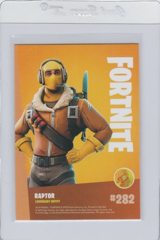 Fortnite Raptor 282 Legendary Outfit Panini 2019 trading card series 1