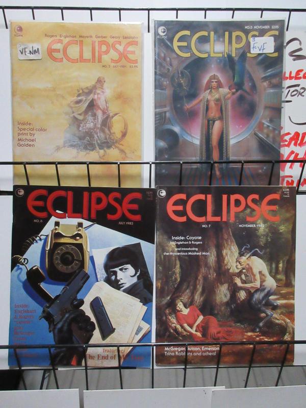 Eclipse Magazine #2, 3, 6, 7 Lot Fantasy Comic Magazine Rogers Englehart 