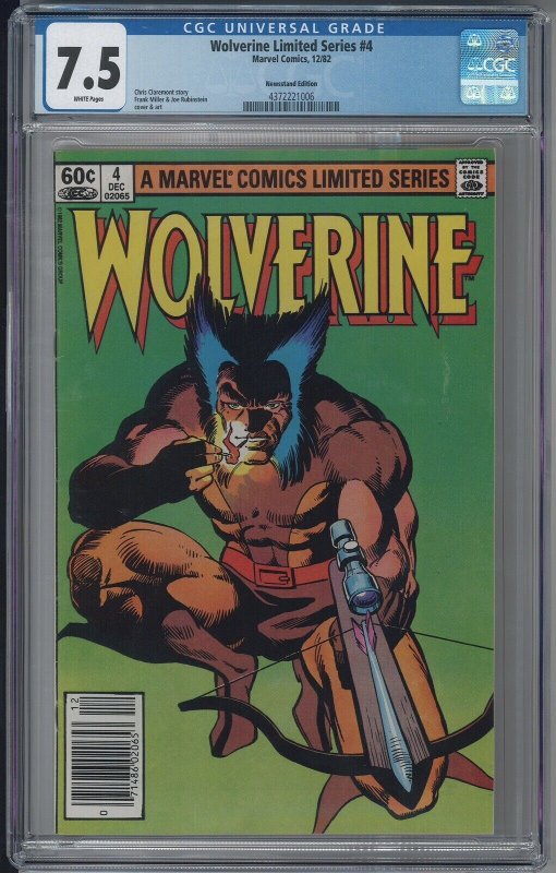 Wolverine Limited Series 4 CGC 7.5 VF- WP Newsstand Edition Fresh Slab ? ?