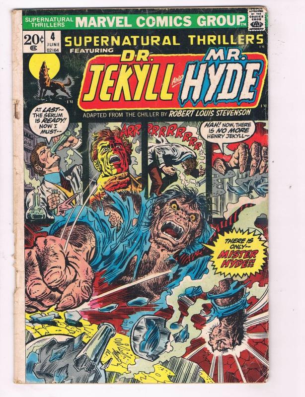 Supernatural Thrillers #4 Marvel Comic Book Dr Jekyll Mr Hyde HH4 AD38