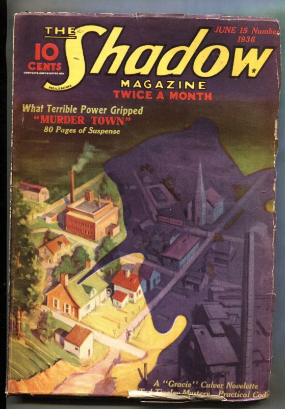 SHADOW 1936 June 15-STREET AND SMITH PULP MAGAZINE-Murder Town