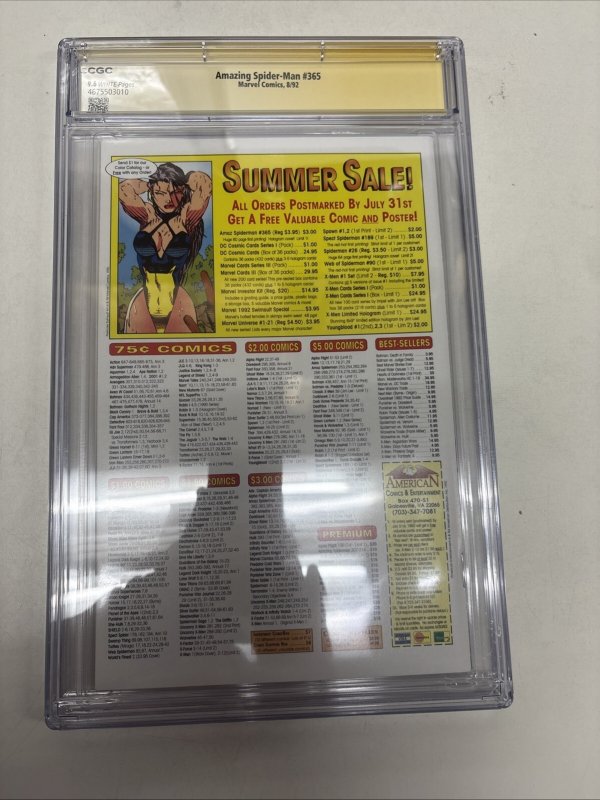 Amazing Spider-Man (1992) # 365 (CGC 9.6) Signed  Mark Bagley  * 1st App