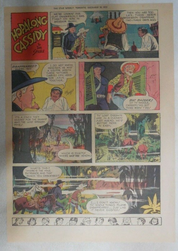 Hopalong Cassidy Sunday Page by Dan Spiegle from 12/27/1953 Size: 11 x 15 inches