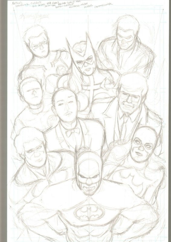 Batman Family Preliminary Art by Kevin Maguire JUSTICE LEAGUE #1 HOMAGE 11x17