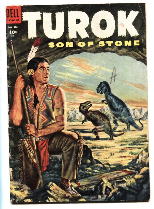 TUROK  #596-1954-DELL-FOUR COLOR-INDIANS-DINOSAURS VG-