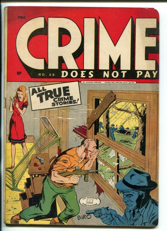 CRIME DOES NOT PAY #38 1953-VIOLENT-GUN MOLL-CHARLES BIRO-BOB WOOD-BRIEFER-vg-