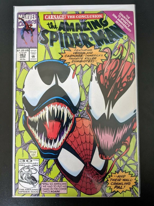 THE AMAZING SPIDER-MAN #363 3rd App Carnage High Grade ASM Venom Cover. VF+