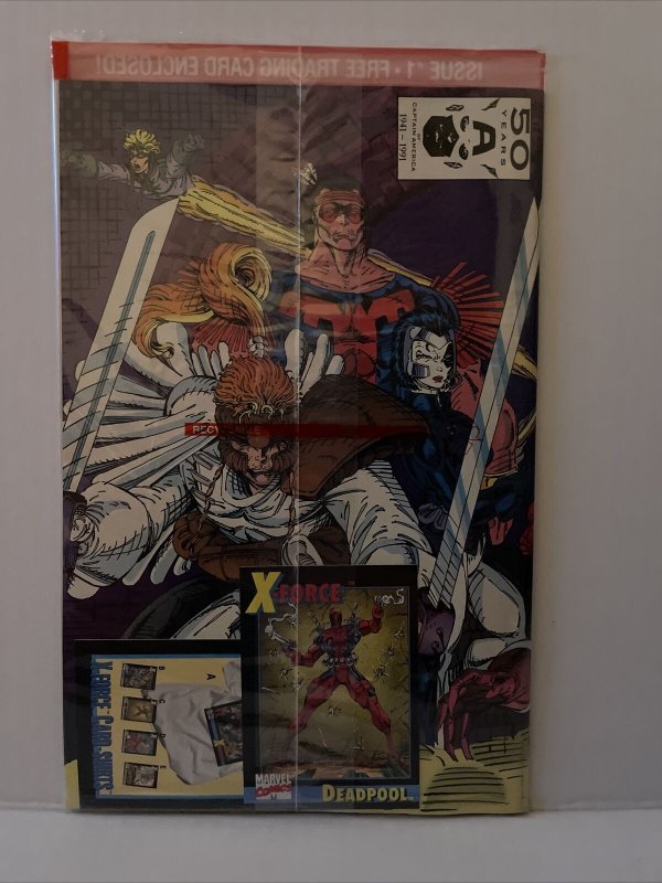 X-force #1 poly bagged Lot Of 5 -Shatterstar Deadpool Team Cable And Sunspot Crd