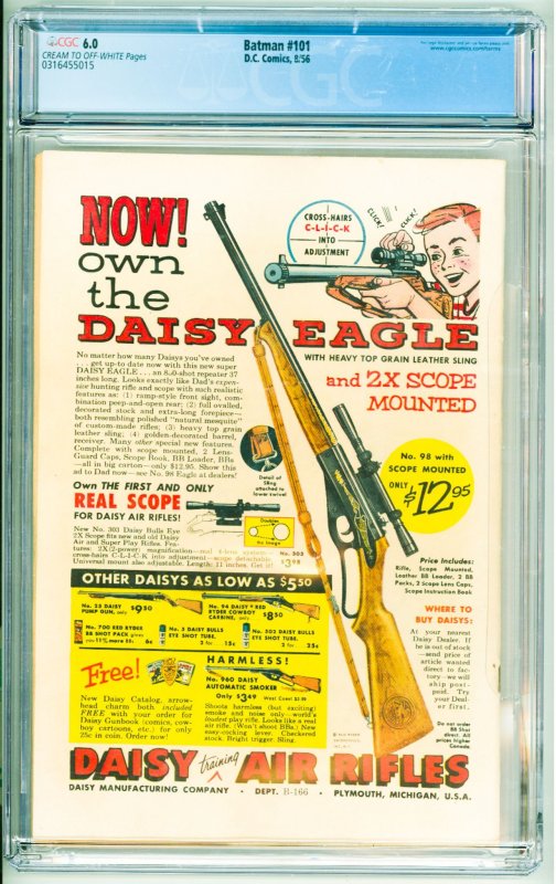 Batman #101 (1956) CGC 6.0! crack bottom left of slab