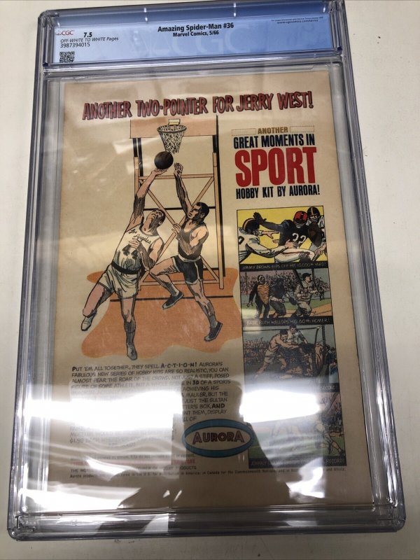 Amazing Spider-Man (1966) # 36 (CGC 7.5) Marvel Comics • Stan Lee • Steve Ditko