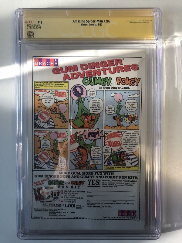Amazing Spider-Man (1987) #286 (CGC 9.8 SS WP) Signed & Sketch Bob Hall