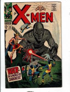 (Uncanny) X-Men # 34 VG/FN Marvel Comic Book Beast Angel Cyclops Professor X FH1