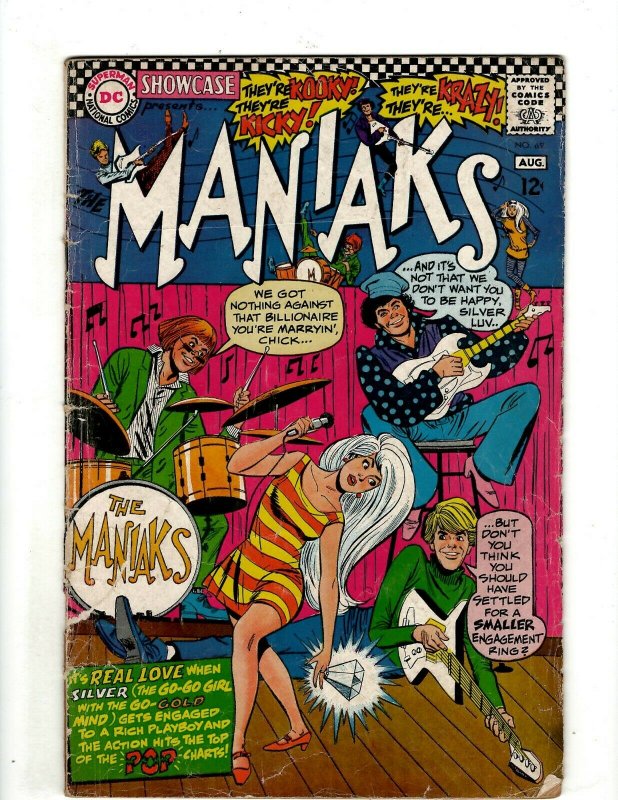 Showcase # 69 VG DC Silver Age Comic Book Feat. Maniaks Band Pop Music EJ9 